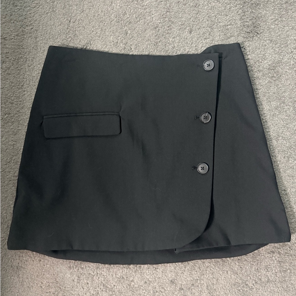 A New Day Black Skirt with Button Detail